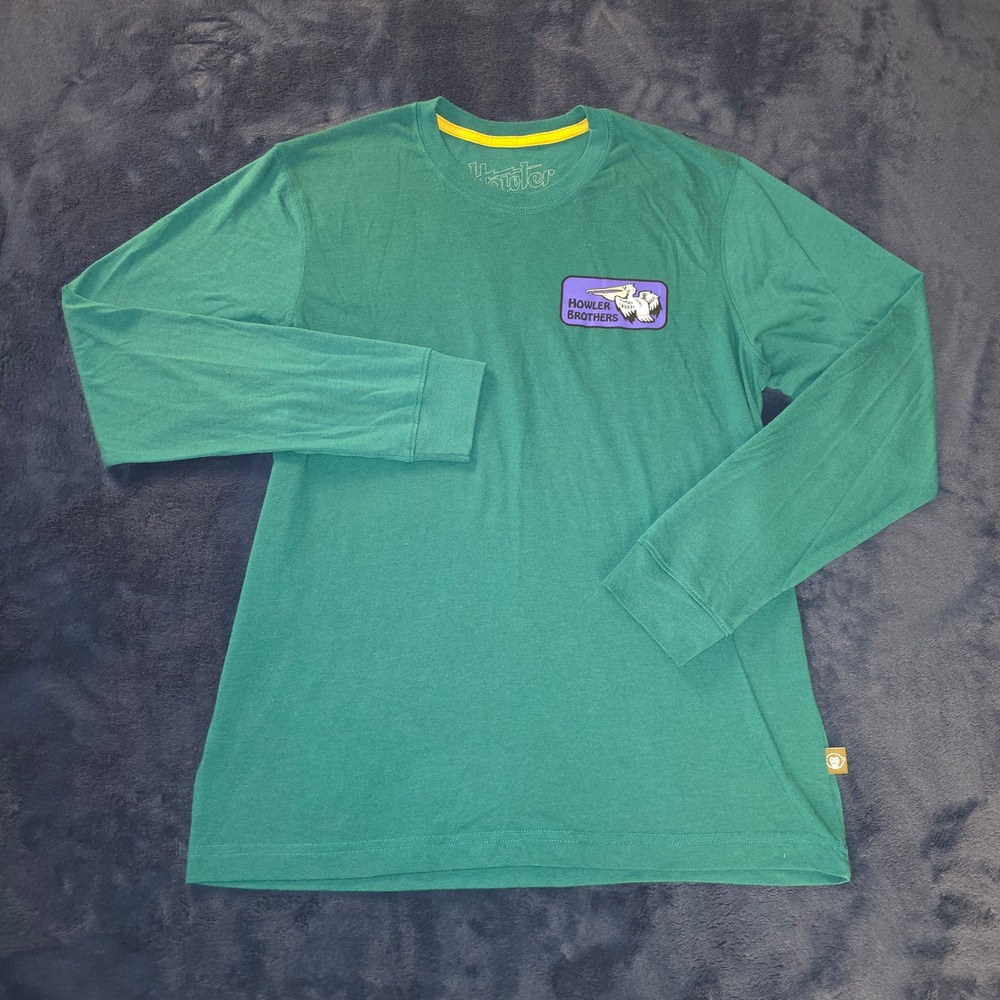 Howler Brothers Mens Small Teal Pelican Heed The Call Long Sleeve Graphic Tee
